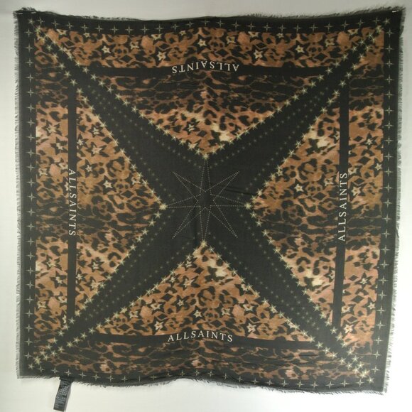 NEW ALLSAINTS Celia animal-print woven scarf One Size #2028 - Picture 4 of 6